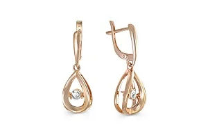 Серьги из красного золота с 2 фианитами