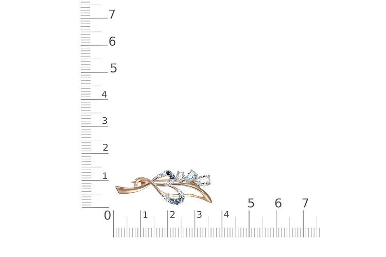 Брошь Цветок из красного золота с топазом sky, топазом swiss и топазом лондон