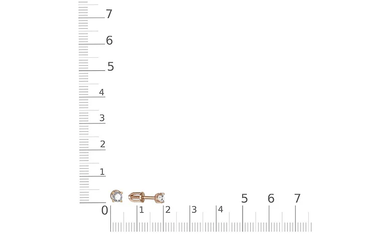 Серьги-пусеты из красного золота с 2 фианитами