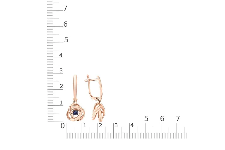 Серьги из красного золота с 2 фианитами