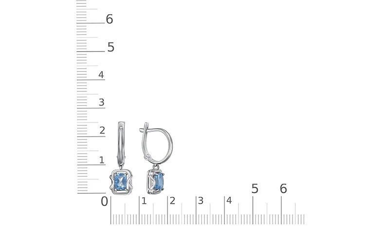 Серьги из белого золота с 2 топазами swiss