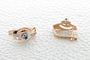 Серьги из красного золота с 2 сапфирами и 14 бриллиантами