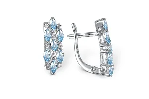 Серьги из белого золота с 14 топазами sky и 16 бриллиантами