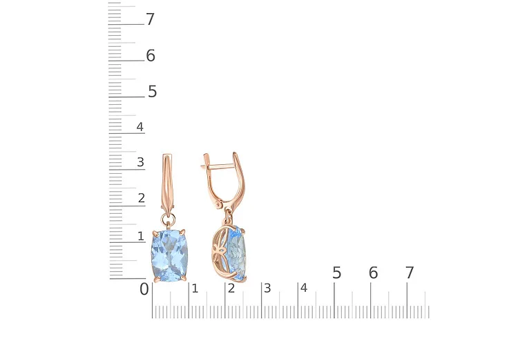 Серьги из красного золота с 2 топазами sky