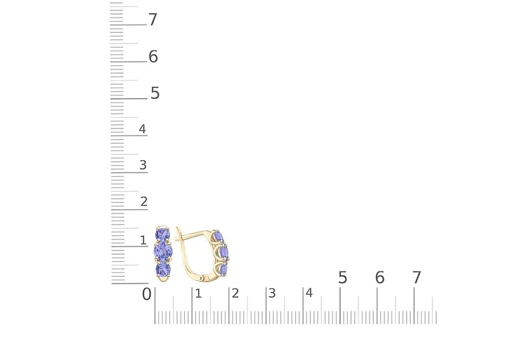 Серьги из жёлтого золота с 6 танзанитами