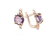 Серьги из красного золота с 2 аметистами