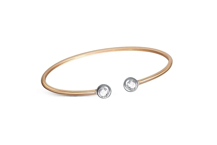 Браслет из красного золота с 2 фианитами