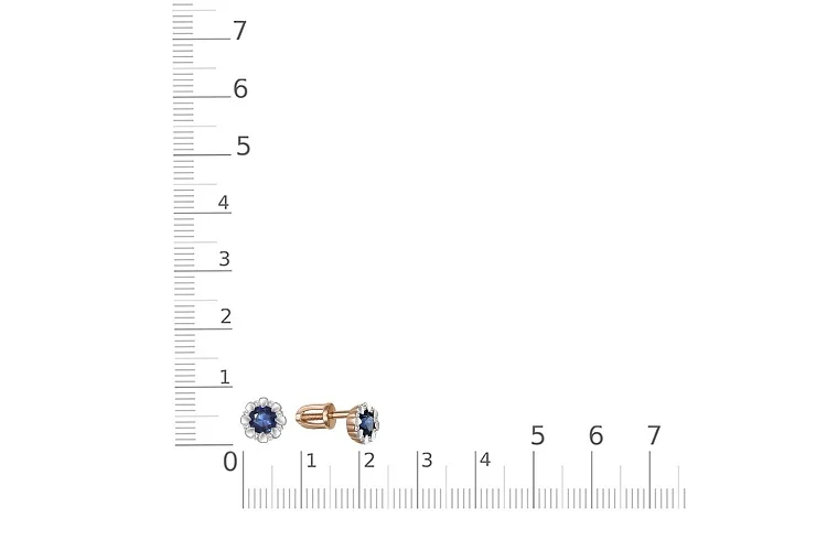 Серьги-пусеты из красного золота с 2 сапфирами и 16 бриллиантами