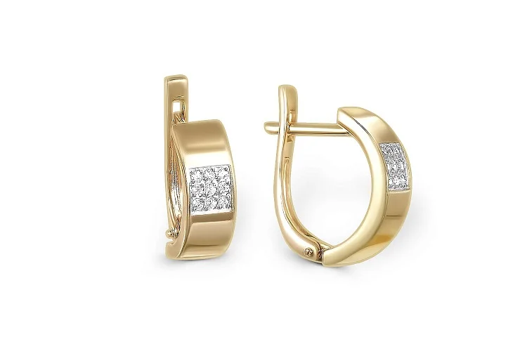 Серьги из жёлтого золота с 18 бриллиантами