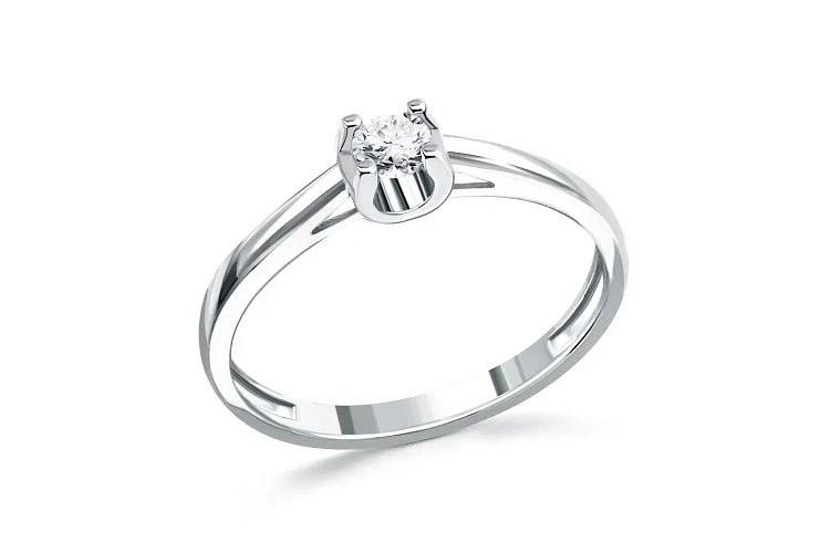 Кольцо из белого золота с выращенным бриллиантом