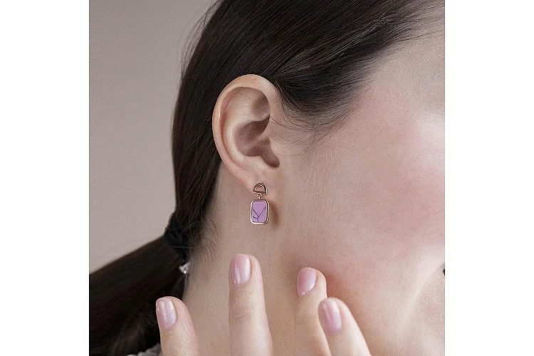 Серьги-пусеты Прямоугольники из красного золота с бирюзой