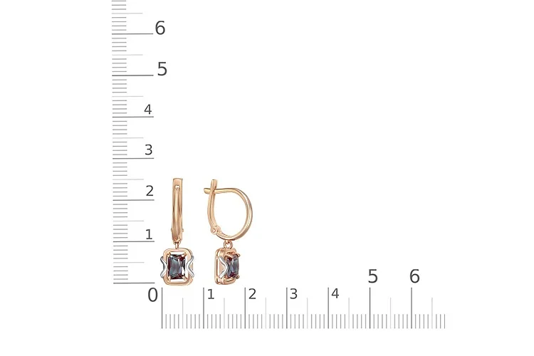 Серьги из красного золота с 2 александритами