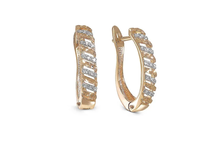 Серьги из жёлтого золота с 30 бриллиантами