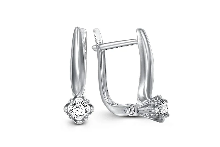 Серьги из белого золота с 2 бриллиантами