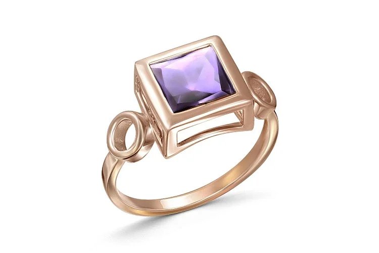 Кольцо из красного золота с аметистом