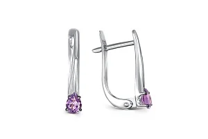 Серьги из белого золота с 2 аметистами