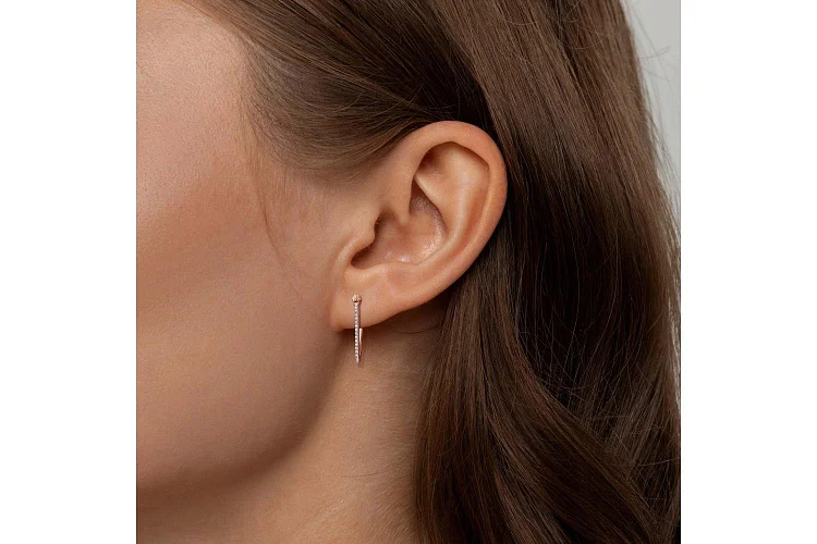 Серьги Треугольники из красного золота с 30 бриллиантами