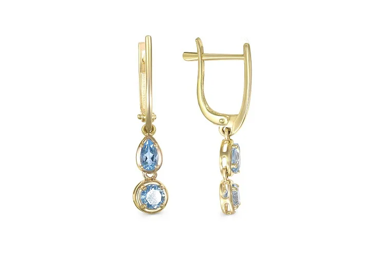 Серьги из жёлтого золота с 4 топазами swiss