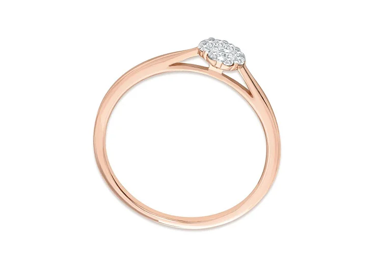 Кольцо Малинка из красного золота с 9 фианитами