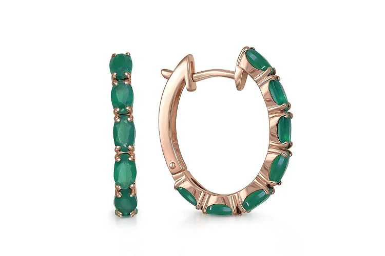 Серьги из красного золота с 14 агатами