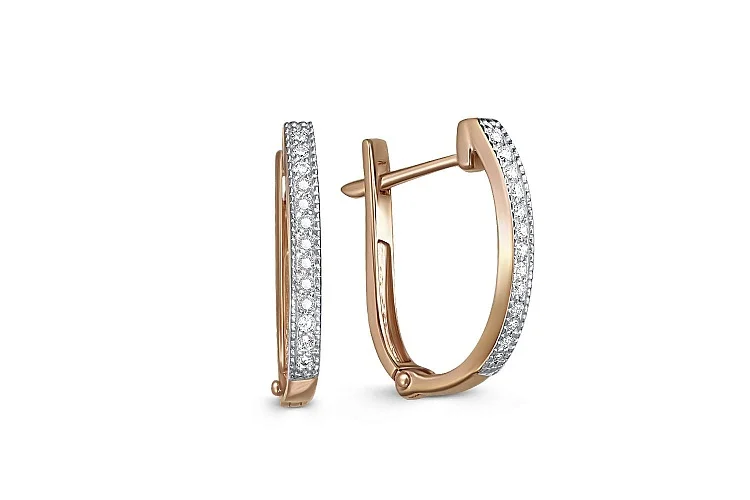 Основа серёг-трансформеров Дорожки из красного золота с 26 фианитами