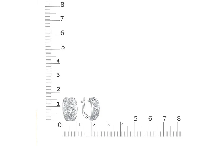 Серьги из белого золота с 40 фианитами