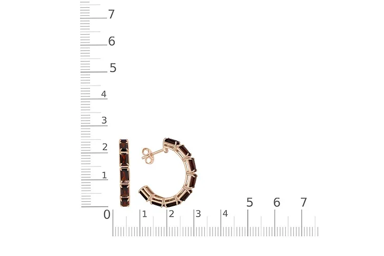 Серьги-пусеты из красного золота с 16 гранатами
