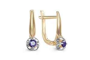 Серьги из жёлтого золота с 2 сапфирами