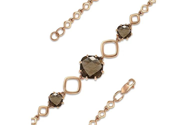 Браслет из красного золота с 3 раухтопазами