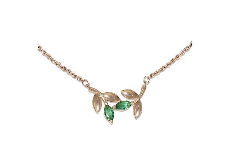 Колье Веточка из красного золота с 2 фианитами