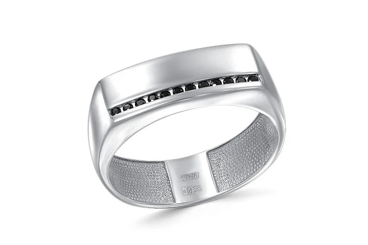 Печатка из белого золота с 12 фианитами