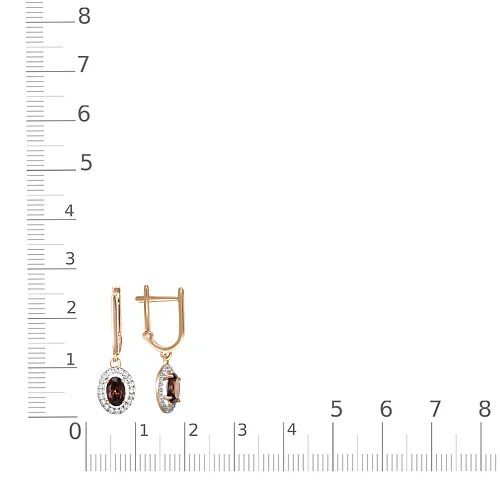 Серьги из красного золота с 42 фианитами