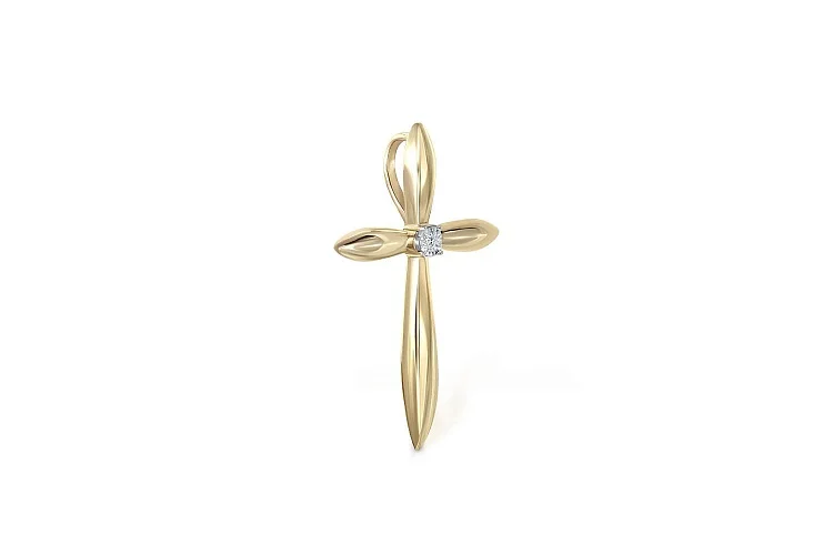 Крест из жёлтого золота с бриллиантом