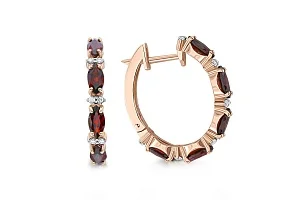 Серьги из красного золота с 10 гранатами и 24 фианитами