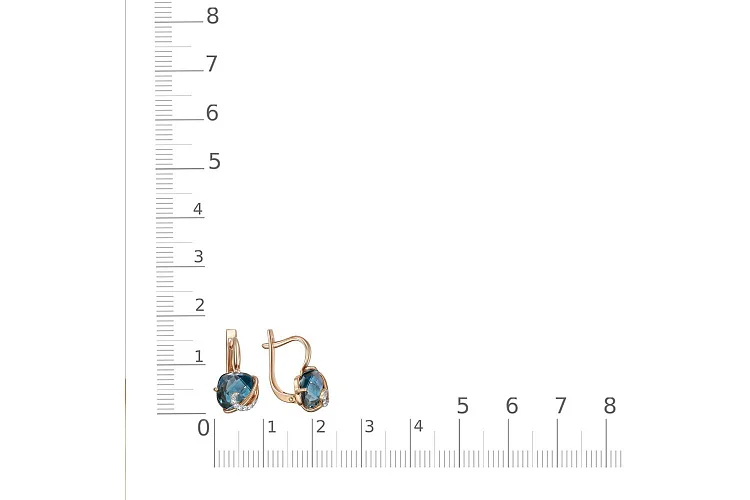 Серьги из красного золота с 2 топазами лондон и 10 фианитами