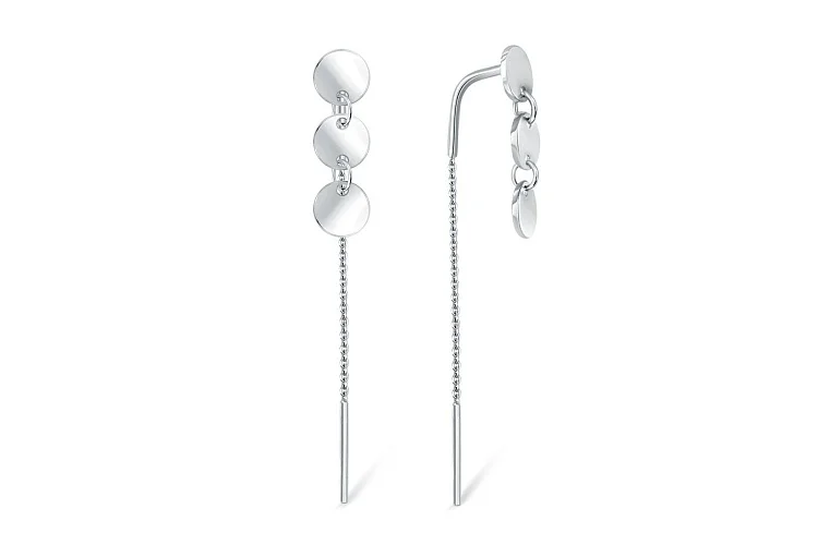 Серьги-продёвки Круги из белого золота без вставок