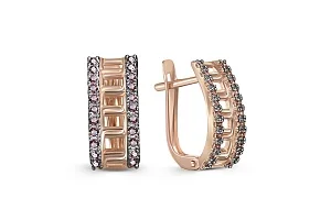 Серьги из красного золота с 44 фианитами