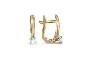 Серьги из жёлтого золота с 2 фианитами
