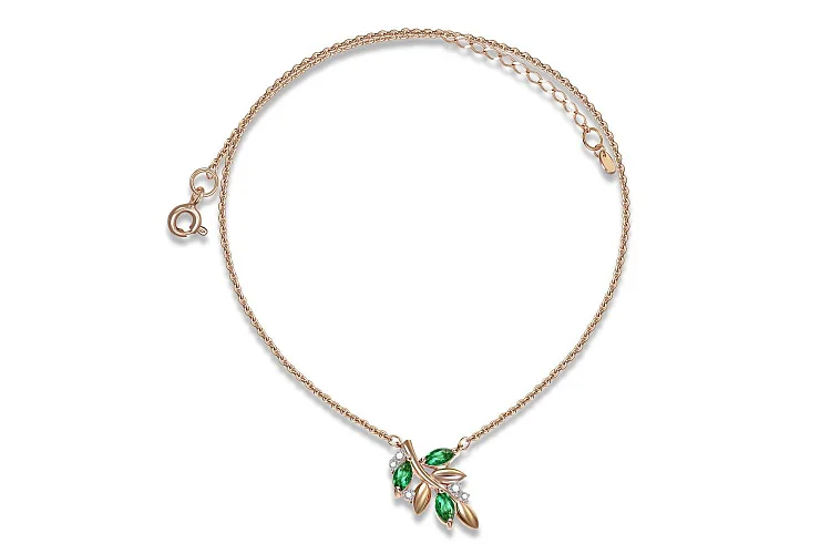 Колье Веточка из красного золота с 8 фианитами