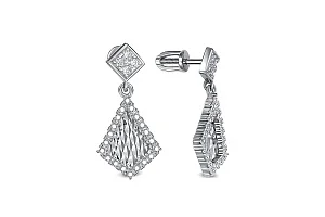 Серьги-пусеты из белого золота с 48 фианитами