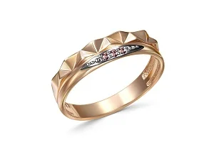 Кольцо из красного золота с 3 фианитами