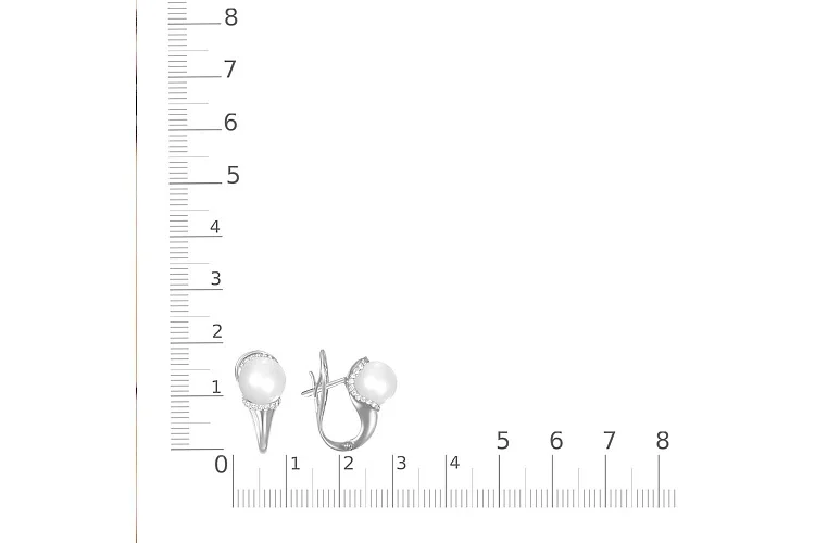 Серьги из белого золота с 2 жемчужинами и 60 бриллиантами