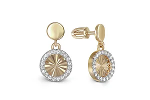 Серьги-пусеты из жёлтого золота с 40 фианитами