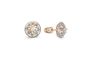 Серьги-пусеты Цветы из красного золота с 18 фианитами