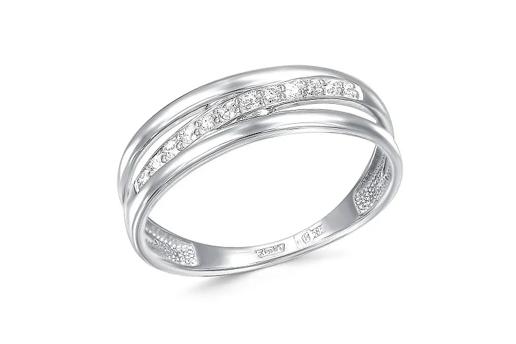 Кольцо Дорожка из белого золота с 12 бриллиантами
