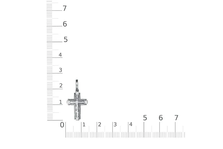 Крест из белого золота с 4 фианитами