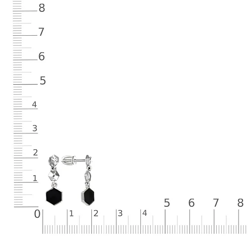 Серьги-пусеты из белого золота с 2 фианитами