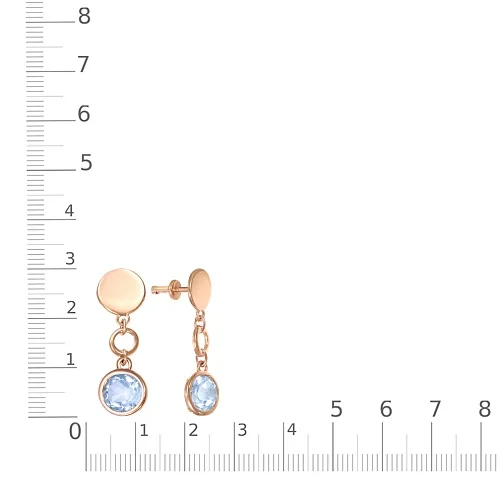 Серьги-пусеты из красного золота с 2 топазами sky