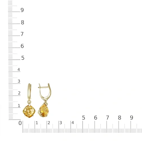 Серьги из жёлтого золота с 2 цитринами