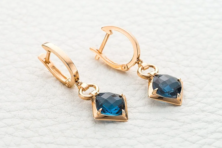 Серьги из красного золота с 2 топазами лондон